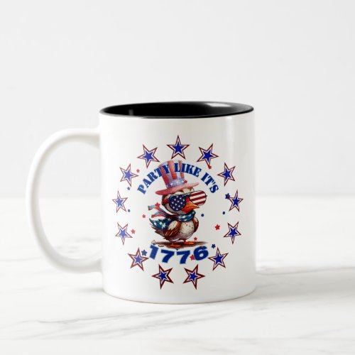Party Like its 1776 American Eagle and 1776 Flag Two_Tone Coffee Mug