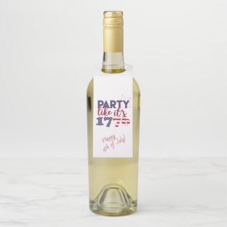 Party like it's 1776 - American Flag Typography Bottle Hanger Tag
