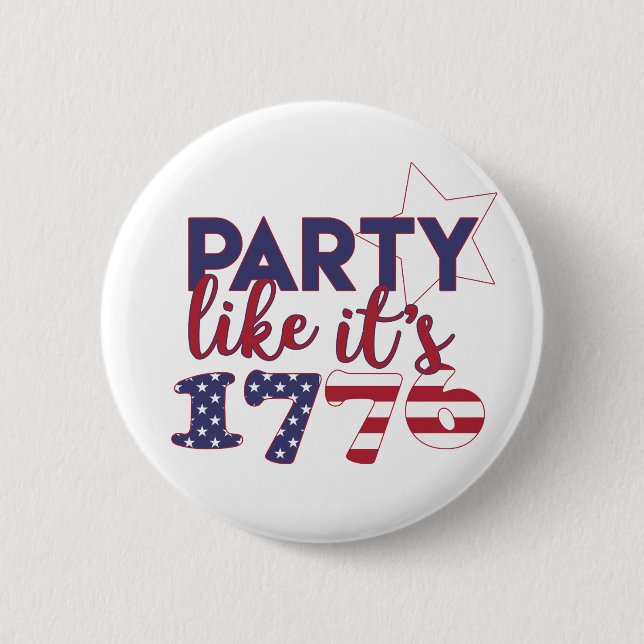 Party like it's 1776 - American Flag Typography Button (Front)