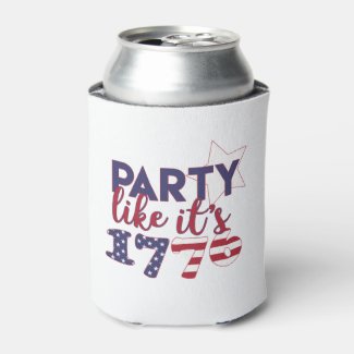 Party like it's 1776 - American Flag Typography Can Cooler