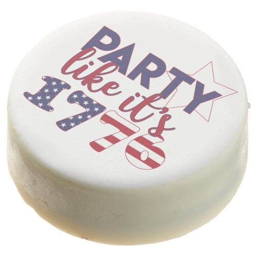 Party like its 1776 _ American Flag Typography Chocolate Covered Oreo