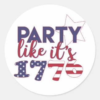 Party like it's 1776 - American Flag Typography Classic Round Sticker
