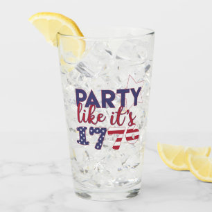Party like it's 1776 - American Flag Typography Glass