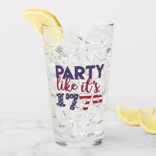 Party like its 1776 _ American Flag Typography Glass