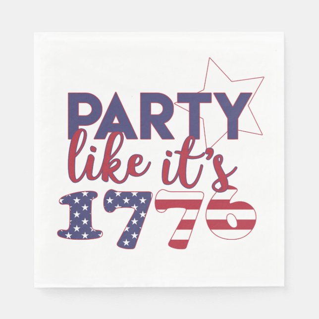 Party like it's 1776 - American Flag Typography Napkins (Front)