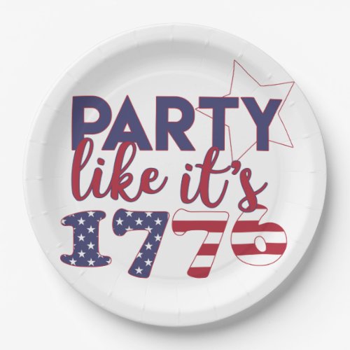 Party like its 1776 _ American Flag Typography Paper Plates