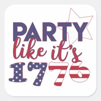 Party like it's 1776 - American Flag Typography Square Sticker
