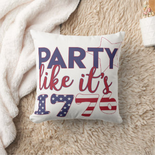 Party like it's 1776 - American Flag Typography Throw Pillow