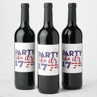 Party like it's 1776 - American Flag Typography Wine Label