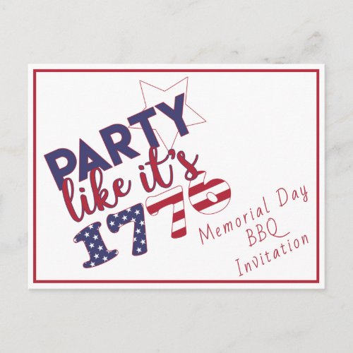 Party like its 1776 _ Memorial Day BBQ Invitation