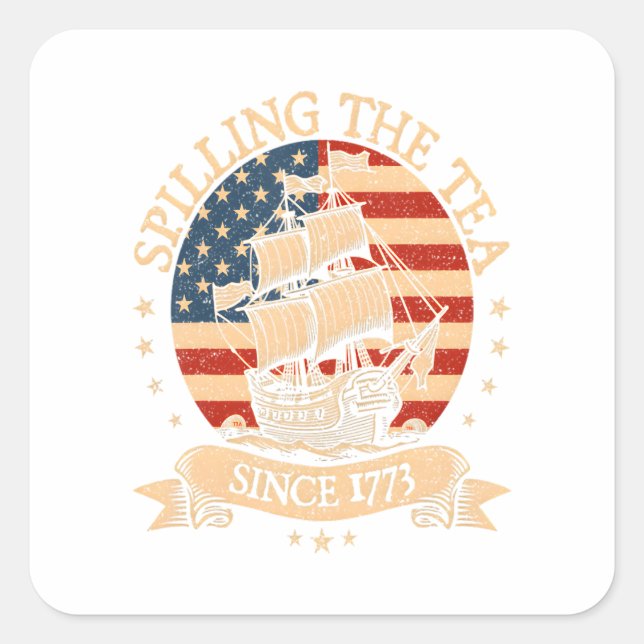 Party Like It's 1776 – Retro Patriotic Bow Square Sticker (Front)