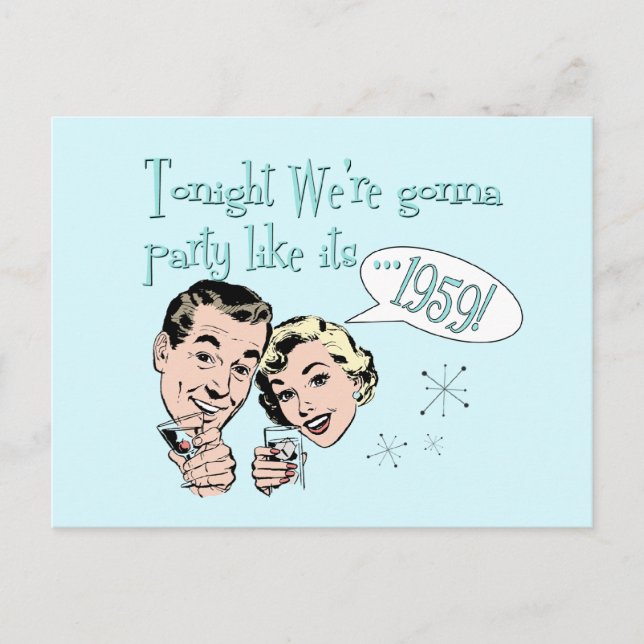 Party like it's 1959! postcard (Front)