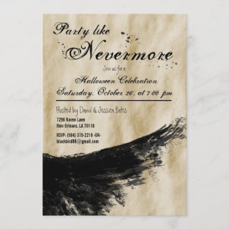 Party Like Nevermore Raven Wing Halloween Invitation