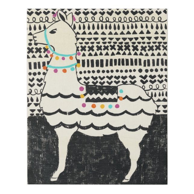 Party Llama Faux Canvas Print (Front)