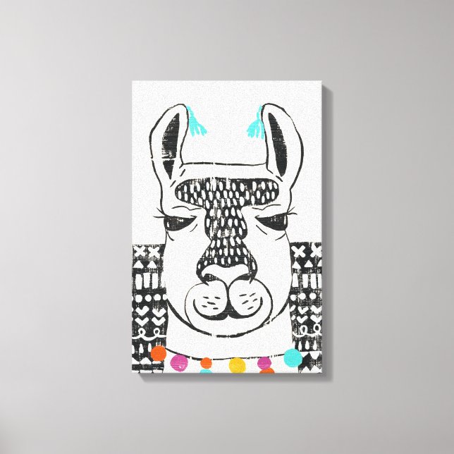 Party Llama - Portrait Canvas Print (Front)