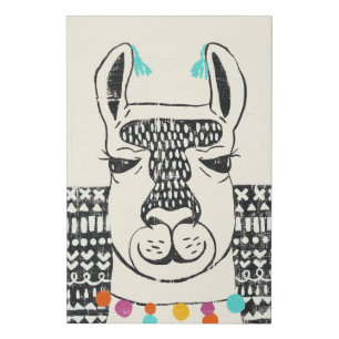 Party Llama - Portrait Faux Canvas Print