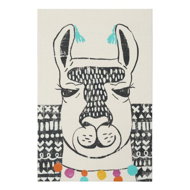 Party Llama - Portrait Faux Canvas Print (Front)