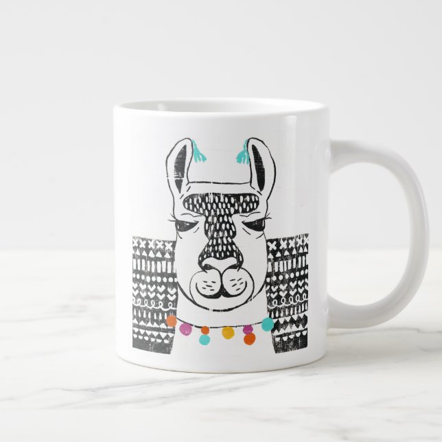 Party Llama - Portrait Giant Coffee Mug (Right)