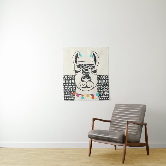 Party Llama - Portrait Tapestry (In Situ)