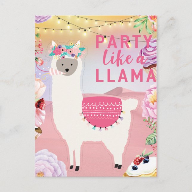 Party Llama Postcard (Front)