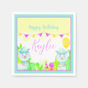 Party Llamas kid's birthday party personalized Napkins