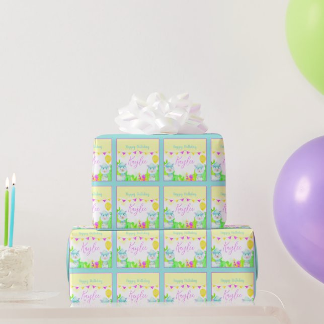 Party Llamas kid's birthday party personalized   Wrapping Paper (Party Gifts)