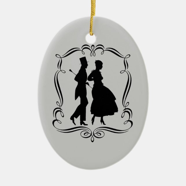 Party Man Woman Silhouette Art Ornament (Front)
