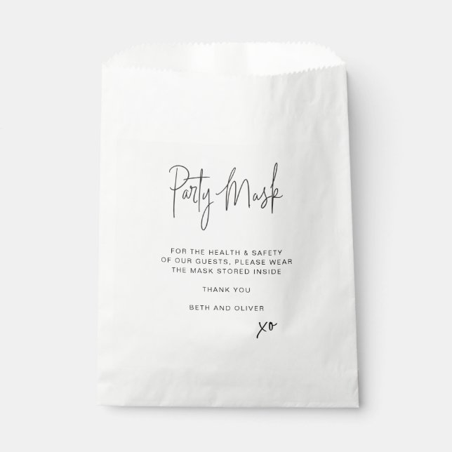 Party Mask Guest Face Mask Favor Bag (Front)