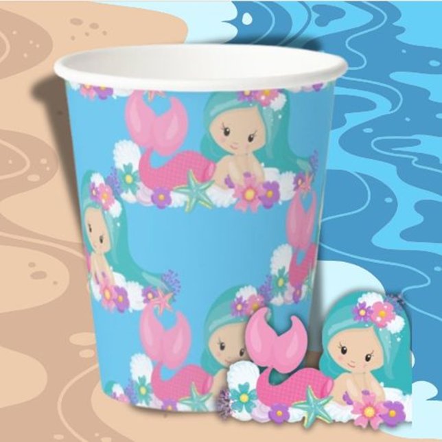 Party  mermaids  Paper Cups (adorable Party Mermaids Paper Cups)