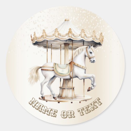 Party Merry Go Round Circus Carnival Cute Classic Classic Round Sticker