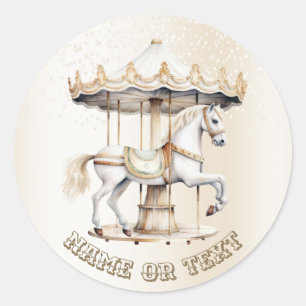Party Merry Go Round Circus Carnival Cute Classic Classic Round Sticker