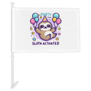 Party Mode Sloth Activated Birthday Balloon Sloth Car Flag