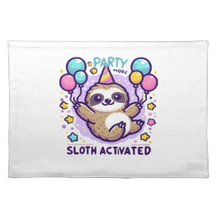 Party Mode Sloth Activated Birthday Balloon Sloth Cloth Placemat