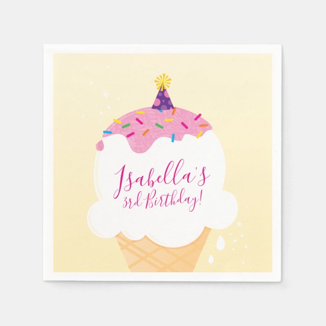 PARTY modern cute retro ice cream cone sprinkles Napkins (Front)