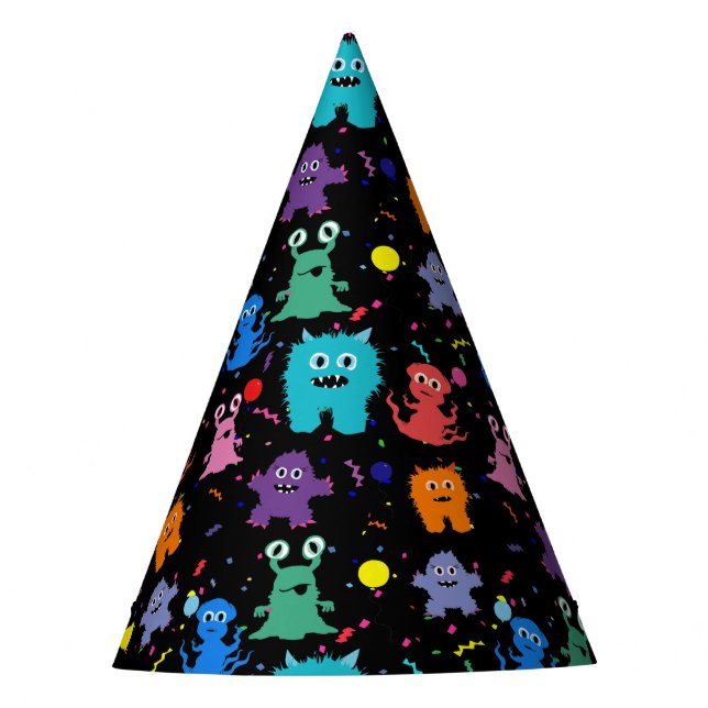 Party Monster Pattern Colorful Monsters Kids Party Hat (Front)