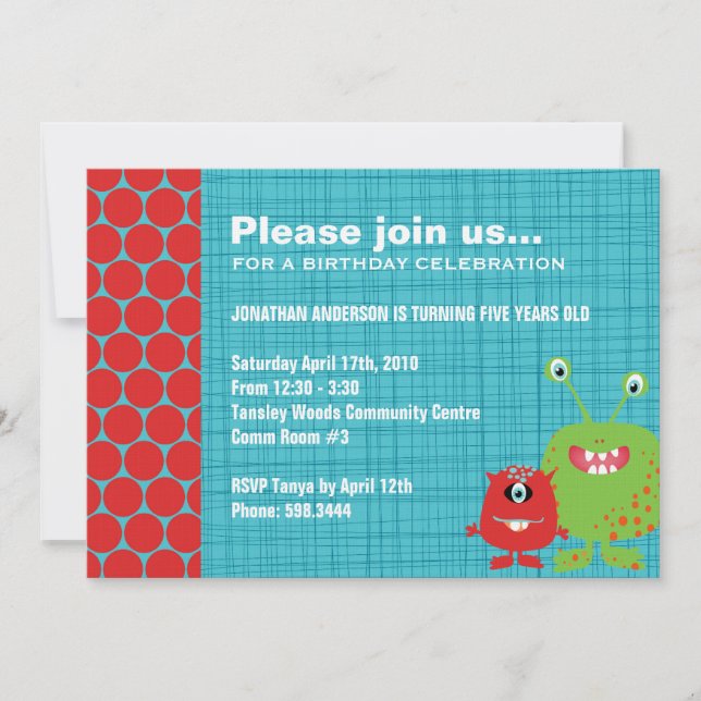 Party Monsters | Boys Birthday Party Invitation (Front)