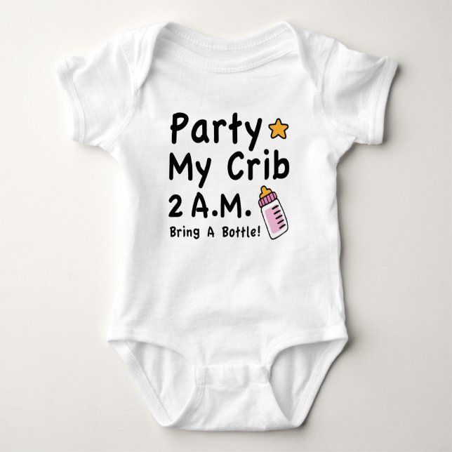 Party. My Crib. 2 A.M. Baby Bodysuit (Front)