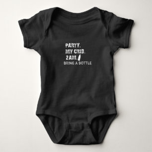 Party My Crib 2AM bring a bottle,funny baby shower Bodysuit