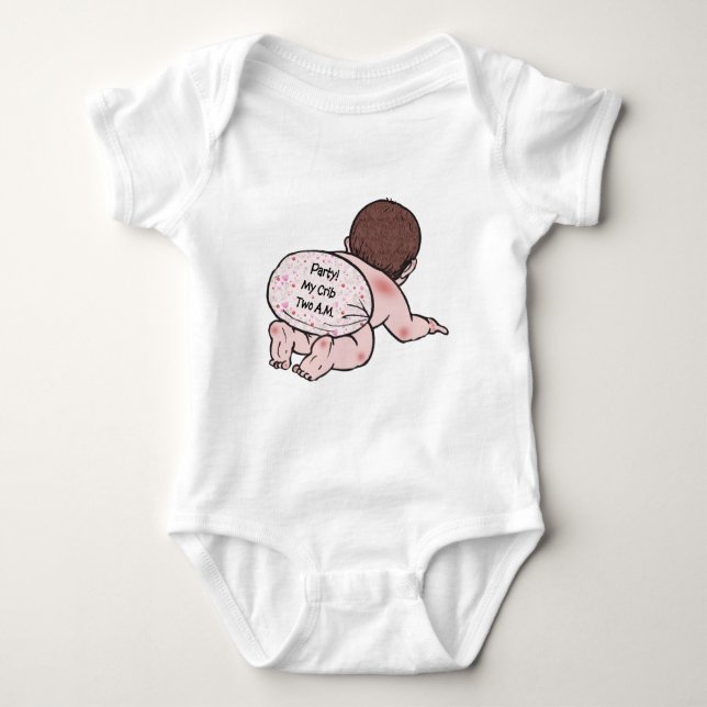 Party My Crib Baby Baby Bodysuit (Front)