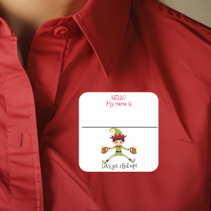 Party Name Tag Funny Christmas Elf