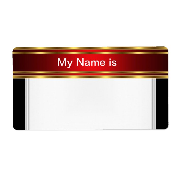 Party Name Tag Label gold red Black | Zazzle