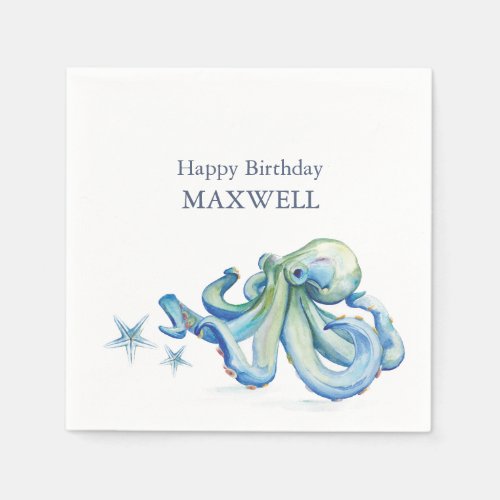Party Napkins Kids Birthday Cute Octopus