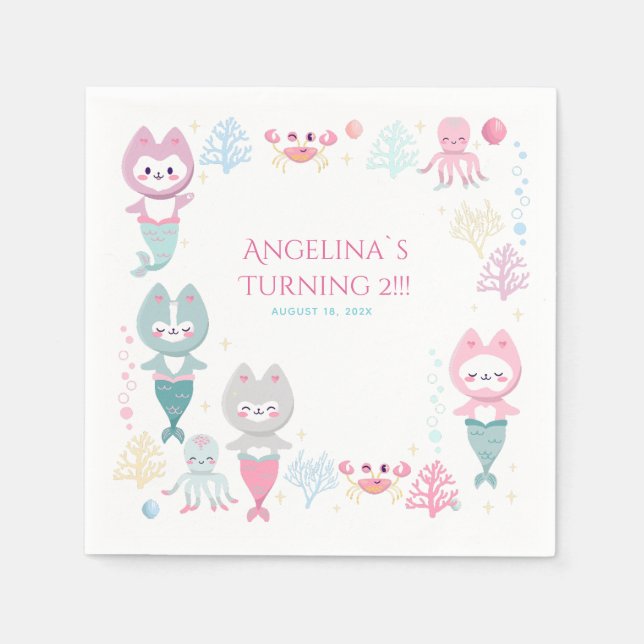 Party Napkins Nautical Themed Birthday Party. (Front)