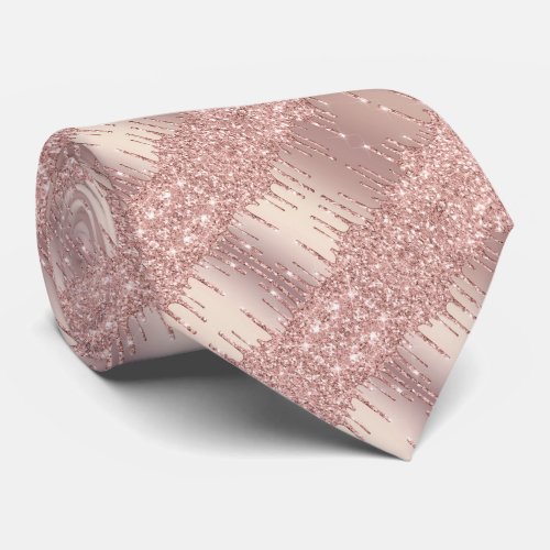 Party Neck Tie with Rose Gold Blush Glitter Drips
