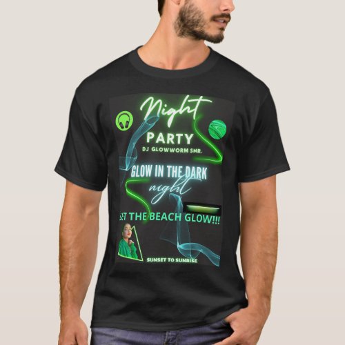 Party night DJ Glowworm glow  T_Shirt