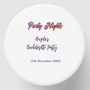 Party nights bachelorette party name date purple mini candle favors