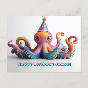 Party Octopus - Cute Birthday Design  Postcard