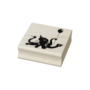 Party Octopus Rubber Stamp