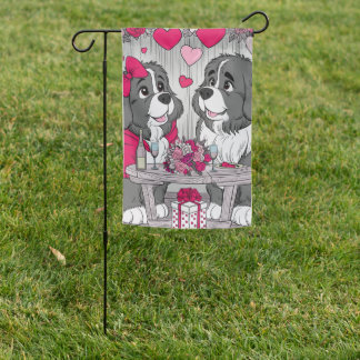 Party of 2, Valentines Day Newfoundland Dog Garden Flag
