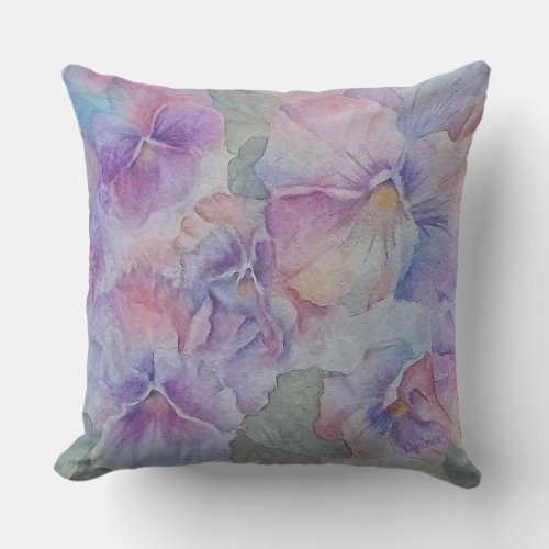 PARTY OF COLORFUL PANSY FLOWERS PATIO OUTDOOR PILLOW